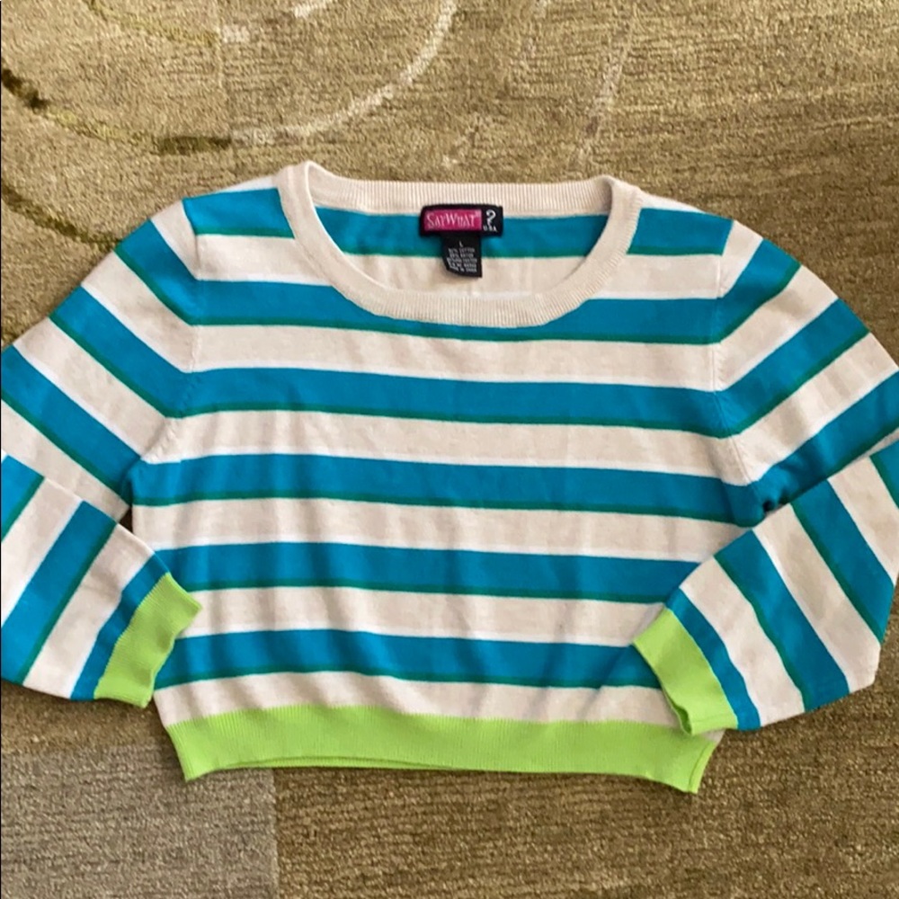 ~Say What?~ Striped Cropped Sweater